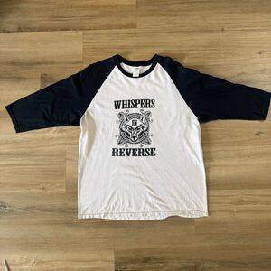 Whispers In Reverse Black & White Raglan Baseball Shirt Size Large Wolf Graphic